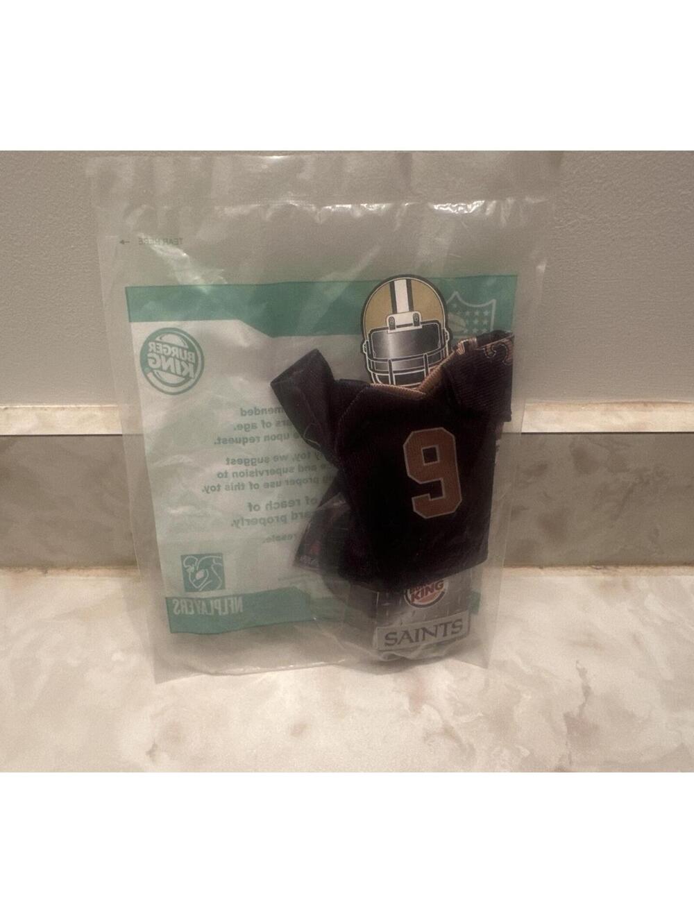 RARE 2007 NFL New Orleans Saints Drew Brees Burger King Mini Jersey Toy SEALED
